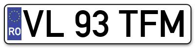 Placuta inmatriculare numar auto  VL-93-TFM, VL 93 TFM, VL93TFM