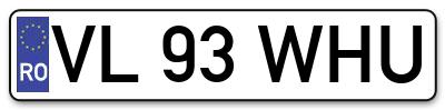 Placuta inmatriculare numar auto  VL-93-WHU, VL 93 WHU, VL93WHU