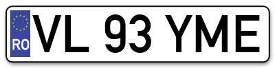 Placuta inmatriculare numar auto  VL-93-YME, VL 93 YME, VL93YME