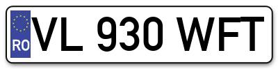 Placuta inmatriculare numar auto  VL-930-WFT, VL 930 WFT, VL930WFT