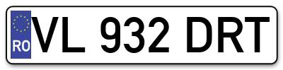 Placuta inmatriculare numar auto  VL-932-DRT, VL 932 DRT, VL932DRT