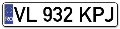 Placuta inmatriculare numar auto  VL-932-KPJ, VL 932 KPJ, VL932KPJ