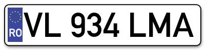 Placuta inmatriculare numar auto  VL-934-LMA, VL 934 LMA, VL934LMA