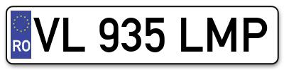 Placuta inmatriculare numar auto  VL-935-LMP, VL 935 LMP, VL935LMP