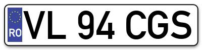 Placuta inmatriculare numar auto  VL-94-CGS, VL 94 CGS, VL94CGS
