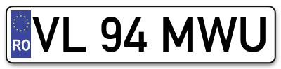 Placuta inmatriculare numar auto  VL-94-MWU, VL 94 MWU, VL94MWU