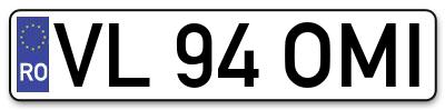 Placuta inmatriculare numar auto  VL-94-OMI, VL 94 OMI, VL94OMI