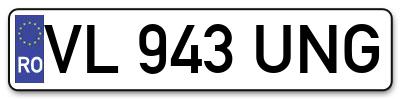 Placuta inmatriculare numar auto  VL-943-UNG, VL 943 UNG, VL943UNG
