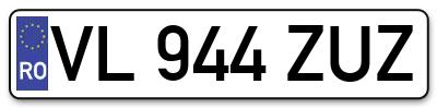 Placuta inmatriculare numar auto  VL-944-ZUZ, VL 944 ZUZ, VL944ZUZ