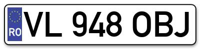 Placuta inmatriculare numar auto  VL-948-OBJ, VL 948 OBJ, VL948OBJ