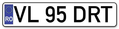 Placuta inmatriculare numar auto  VL-95-DRT, VL 95 DRT, VL95DRT