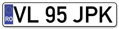 Placuta inmatriculare numar auto  VL-95-JPK, VL 95 JPK, VL95JPK
