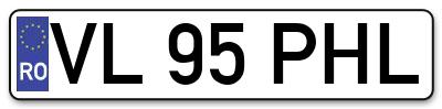 Placuta inmatriculare numar auto  VL-95-PHL, VL 95 PHL, VL95PHL