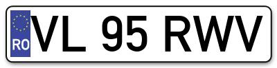 Placuta inmatriculare numar auto  VL-95-RWV, VL 95 RWV, VL95RWV