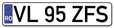 Placuta inmatriculare numar auto  VL-95-ZFS, VL 95 ZFS, VL95ZFS