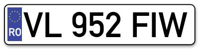 Placuta inmatriculare numar auto  VL-952-FIW, VL 952 FIW, VL952FIW
