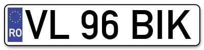 Placuta inmatriculare numar auto  VL-96-BIK, VL 96 BIK, VL96BIK