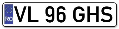 Placuta inmatriculare numar auto  VL-96-GHS, VL 96 GHS, VL96GHS