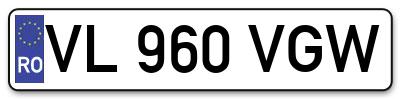 Placuta inmatriculare numar auto  VL-960-VGW, VL 960 VGW, VL960VGW