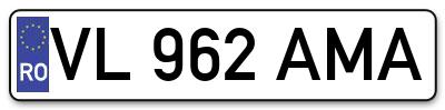 Placuta inmatriculare numar auto  VL-962-AMA, VL 962 AMA, VL962AMA