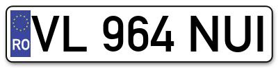 Placuta inmatriculare numar auto  VL-964-NUI, VL 964 NUI, VL964NUI