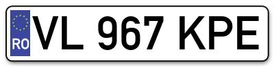 Placuta inmatriculare numar auto  VL-967-KPE, VL 967 KPE, VL967KPE