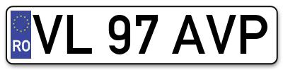 Placuta inmatriculare numar auto  VL-97-AVP, VL 97 AVP, VL97AVP