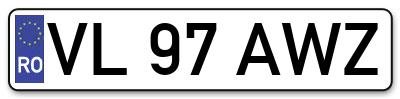 Placuta inmatriculare numar auto  VL-97-AWZ, VL 97 AWZ, VL97AWZ