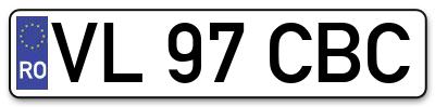 Placuta inmatriculare numar auto  VL-97-CBC, VL 97 CBC, VL97CBC