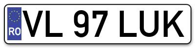 Placuta inmatriculare numar auto  VL-97-LUK, VL 97 LUK, VL97LUK