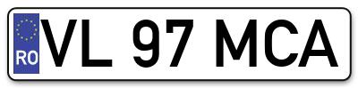 Placuta inmatriculare numar auto  VL-97-MCA, VL 97 MCA, VL97MCA