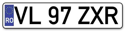 Placuta inmatriculare numar auto  VL-97-ZXR, VL 97 ZXR, VL97ZXR