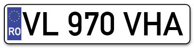 Placuta inmatriculare numar auto  VL-970-VHA, VL 970 VHA, VL970VHA