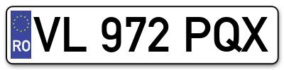 Placuta inmatriculare numar auto  VL-972-PQX, VL 972 PQX, VL972PQX