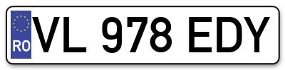 Placuta inmatriculare numar auto  VL-978-EDY, VL 978 EDY, VL978EDY