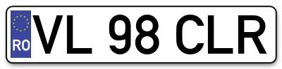 Placuta inmatriculare numar auto  VL-98-CLR, VL 98 CLR, VL98CLR