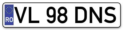 Placuta inmatriculare numar auto  VL-98-DNS, VL 98 DNS, VL98DNS