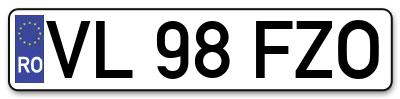 Placuta inmatriculare numar auto  VL-98-FZO, VL 98 FZO, VL98FZO