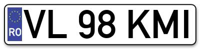 Placuta inmatriculare numar auto  VL-98-KMI, VL 98 KMI, VL98KMI