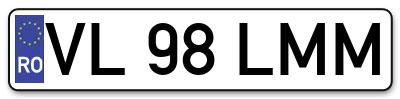 Placuta inmatriculare numar auto  VL-98-LMM, VL 98 LMM, VL98LMM