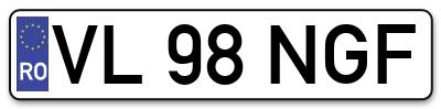 Placuta inmatriculare numar auto  VL-98-NGF, VL 98 NGF, VL98NGF