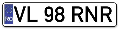 Placuta inmatriculare numar auto  VL-98-RNR, VL 98 RNR, VL98RNR
