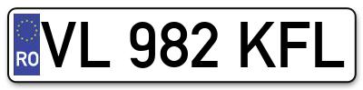 Placuta inmatriculare numar auto  VL-982-KFL, VL 982 KFL, VL982KFL