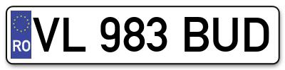 Placuta inmatriculare numar auto  VL-983-BUD, VL 983 BUD, VL983BUD