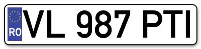 Placuta inmatriculare numar auto  VL-987-PTI, VL 987 PTI, VL987PTI