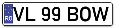 Placuta inmatriculare numar auto  VL-99-BOW, VL 99 BOW, VL99BOW