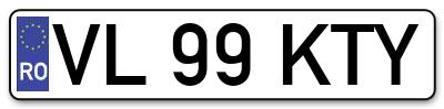 Placuta inmatriculare numar auto  VL-99-KTY, VL 99 KTY, VL99KTY