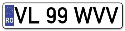 Placuta inmatriculare numar auto  VL-99-WVV, VL 99 WVV, VL99WVV