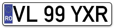 Placuta inmatriculare numar auto  VL-99-YXR, VL 99 YXR, VL99YXR