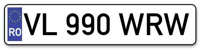 Placuta inmatriculare numar auto  VL-990-WRW, VL 990 WRW, VL990WRW